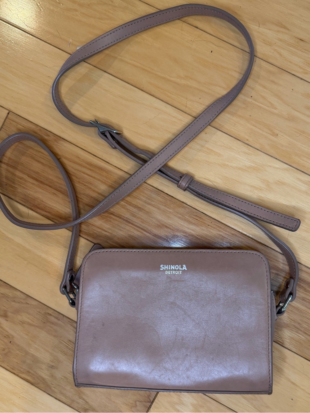 Shinola Detroit Leather Camera Crossbody Bag Taupe Brown Made in USA